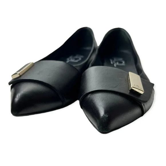AGL Attilio Giusti Leombruni Black  Leather Pointy Flats - Picture 4 of 11